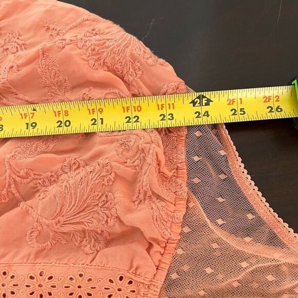 Intimately Free People Peach Rayon Embroidered V-Neck Bodysuit Womens Size Large - Picture 13 of 14